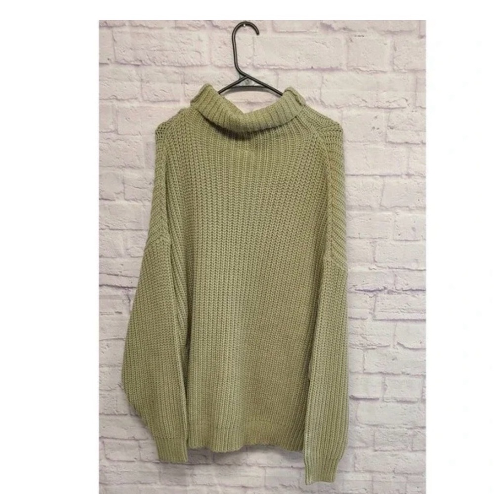 NWT Free People Swim Too Deep oversized Turtleneck Sweater Olive Green